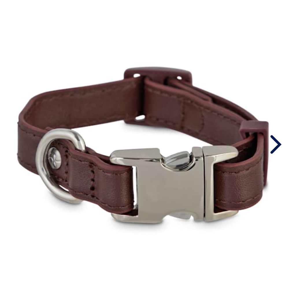 Bond & Co Mahogany Leather Snap Buckle Dog Collar, Xsmall/small